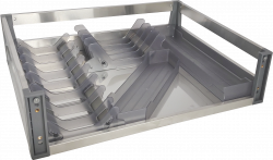 Сушка для посуду фасад 600 висувна з дотягувачем Virno Style нержавіюча сталь